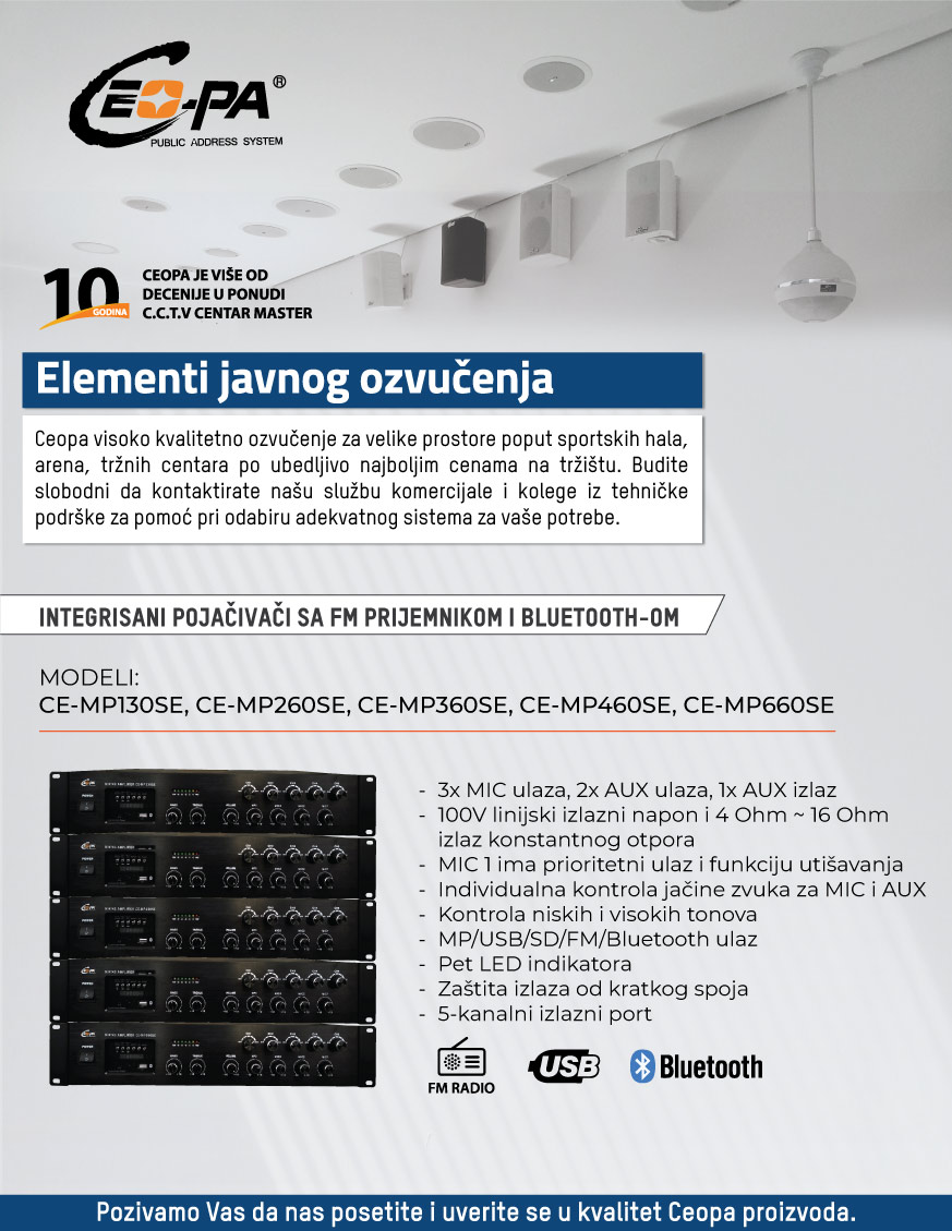 Ceopa integrisani pojačavači sa FM prijemnikom i Bluetooth-om