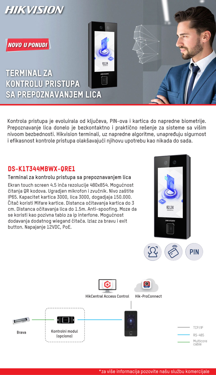 Terminal za kontrolu pristupa sa prepoznavanjem lica